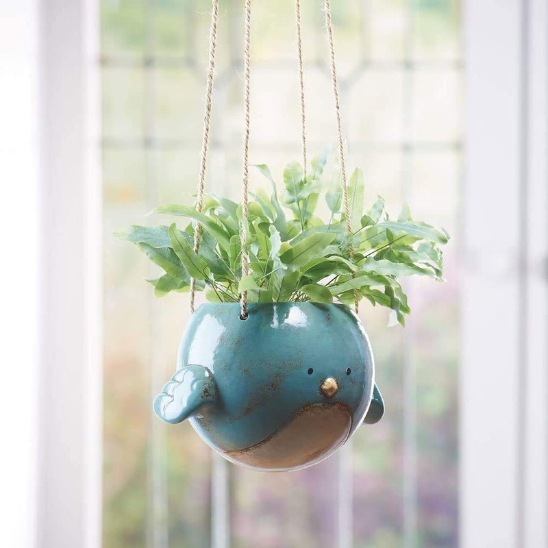Kalalou Bluebird Hanging Planter Pot - Ceramic - 7" Diameter - Image 5